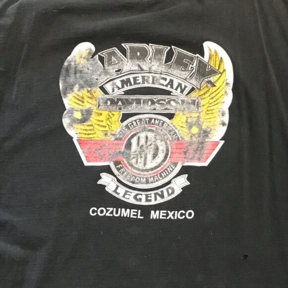 Vtg Cozumel Harley Davidson Black TShirt Caribbean Tropic XXL Motorcycles Biker - Picture 1 of 11
